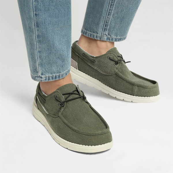 Men's Casual Slip-On Canvas Loafers - OLIVE GREEN - 1